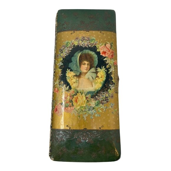 1900s Victorian Celluloid Elongated Cabinet Card Photo Album Brass Clasp 15 page - Picture 1 of 16